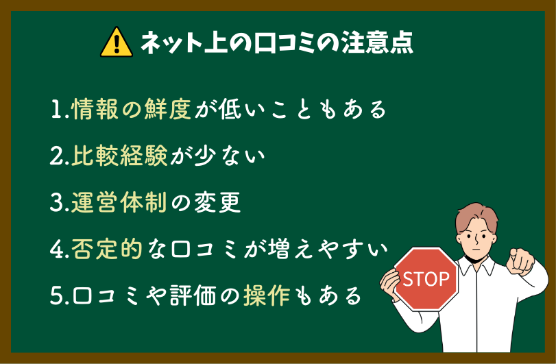 ネット上の口コミの注意点