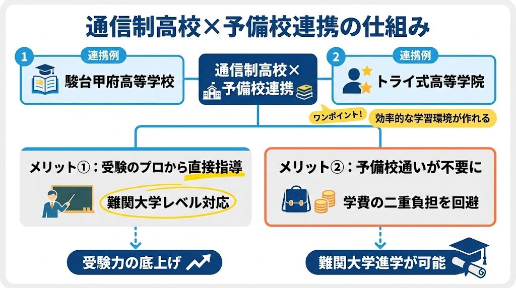 予備校と連携した講座や授業が受けられる学校も