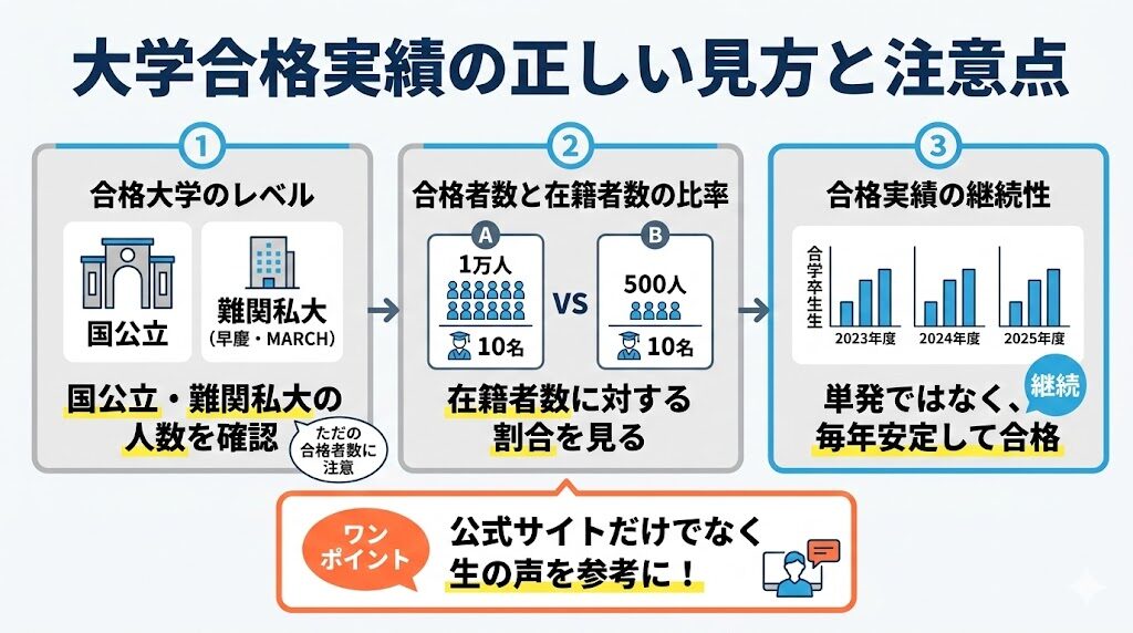 基準②|合格実績の中身を見る(国公立・難関私大の内訳)