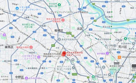 飛鳥未来高等学校の地図（東京都）