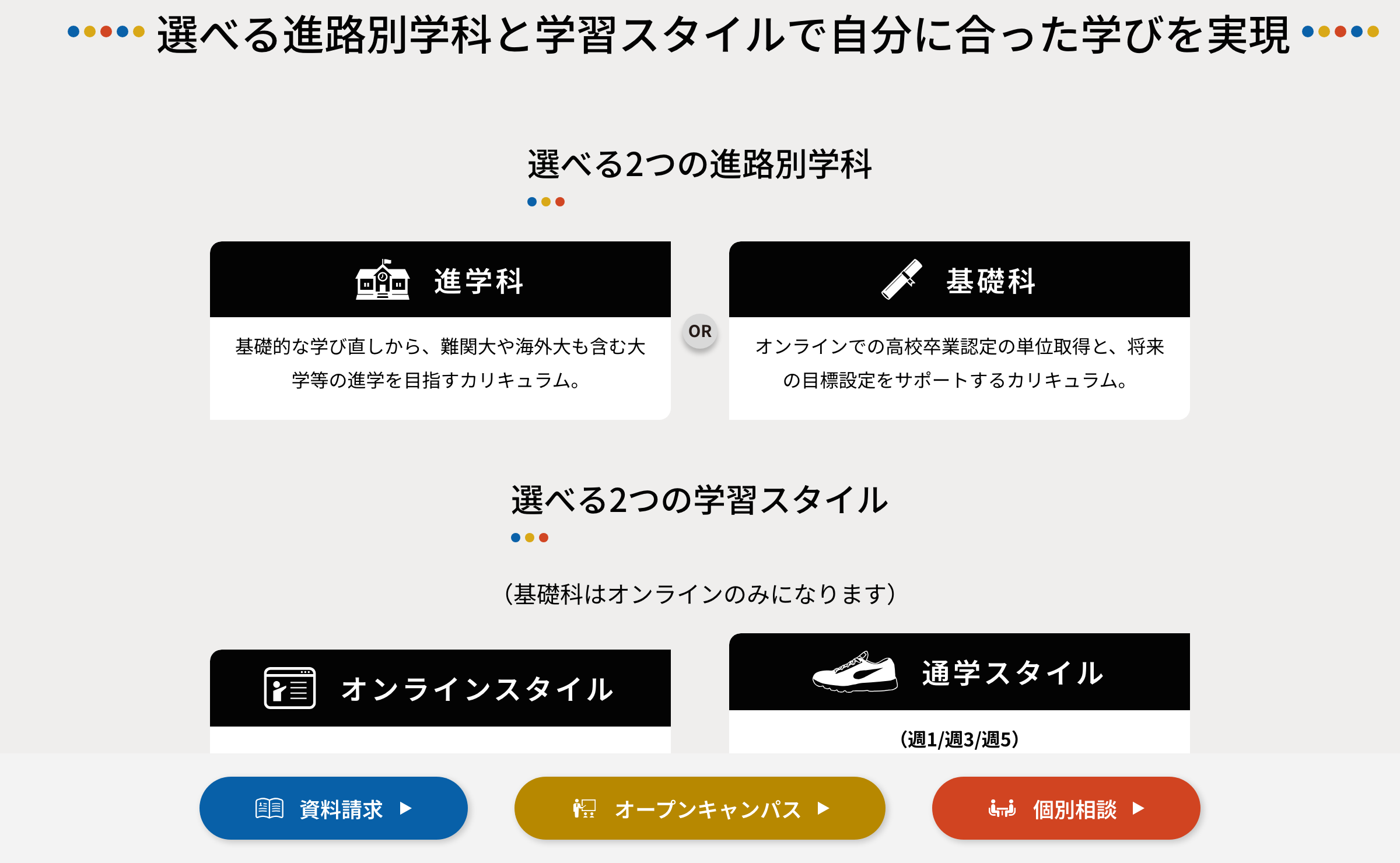 ベネッセ高等学院 進学科と基礎科の公式説明